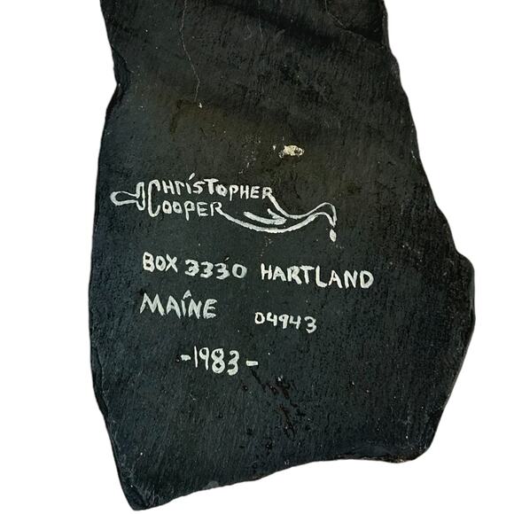 Vintage Apple Blossom Hand Painted Slate Christopher Cooper 1983 9" x 5" Maine - Picture 6 of 8